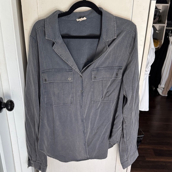 POL Charcoal Button-Up Shirt - Picture 1 of 4